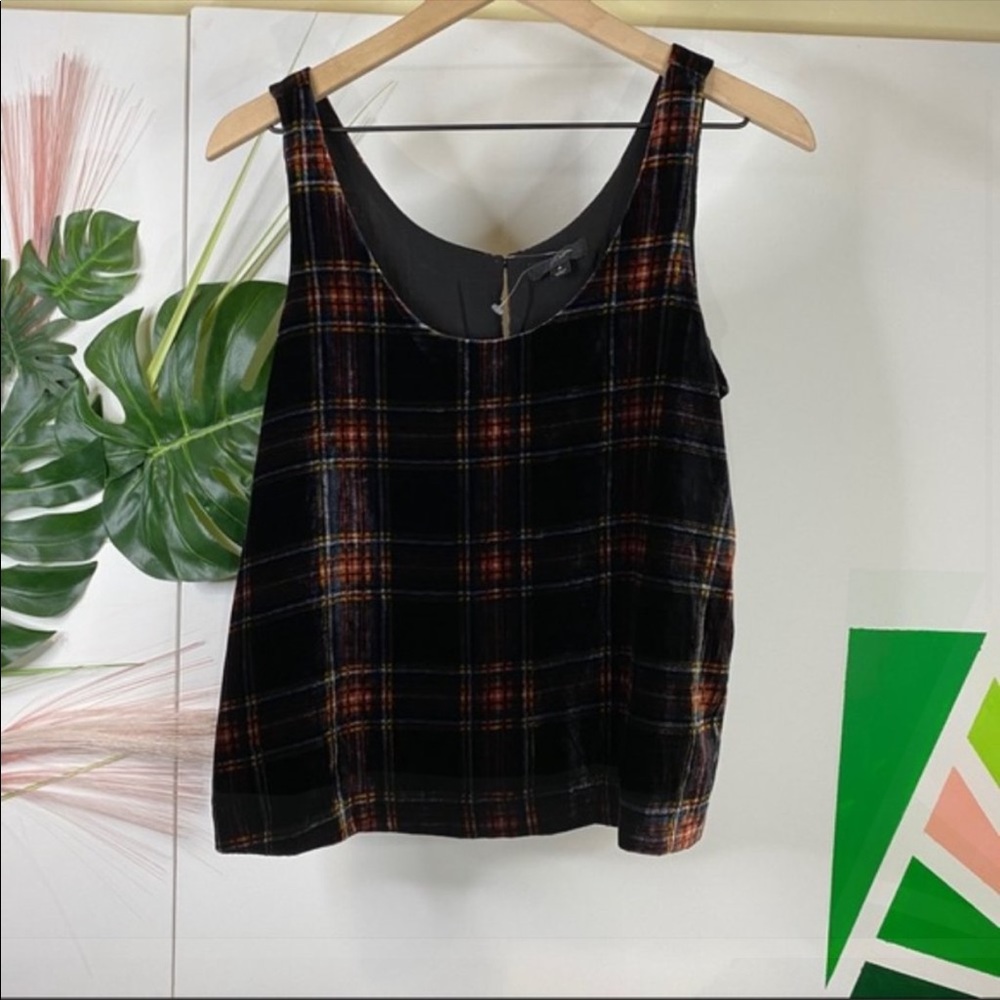 {J.Crew} Plaid Velvet Tank NWT